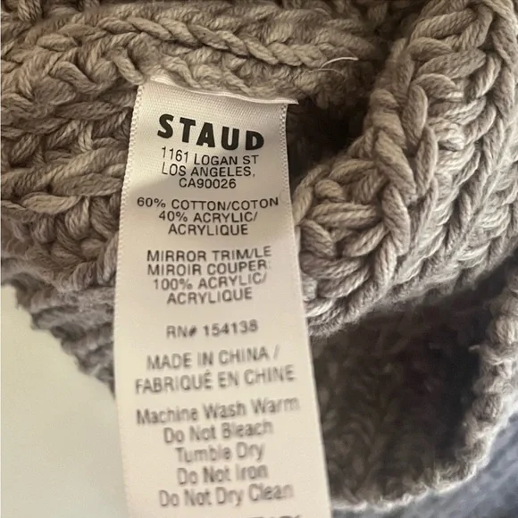 NWOT STAUD Vernacular Sweater Grey/Silver size XS chunky turtleneck $395 - Picture 11 of 12